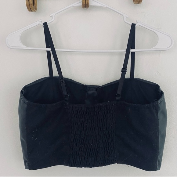 Deb Black Faux Leather Crop Top Spaghetti Strap/ Cups - Picture 4 of 4